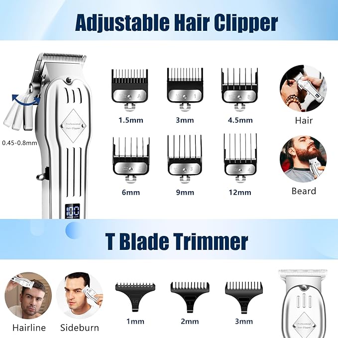 SUNNOW Hair Clippers and Trimmer Set, Electric Razor with Adjustable Speed