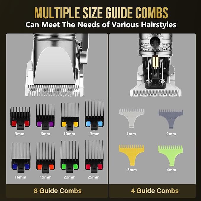 Bomxin Professional Hair Clippers for Men T-Blade Barber Clippers and Trimmer Set Nose Hair Trimmer Foil Shavers for Men Clippers for Hair Cutting, LCD Display
