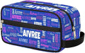 KFNHN Custom Name Makeup Travel Bag, Royal Blue Background Colorful Names