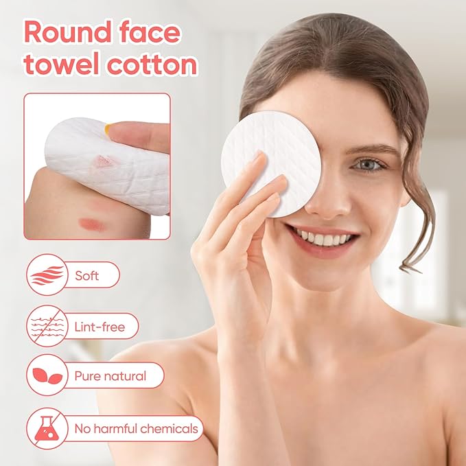 ICOTLE Extra Large Cotton Rounds, Diameter 3.14", 100% Pure Cotton Pads, Soft and Lint-Free, for Removing Makeup, Nail Polish, and Cleansing Face, 120 Count