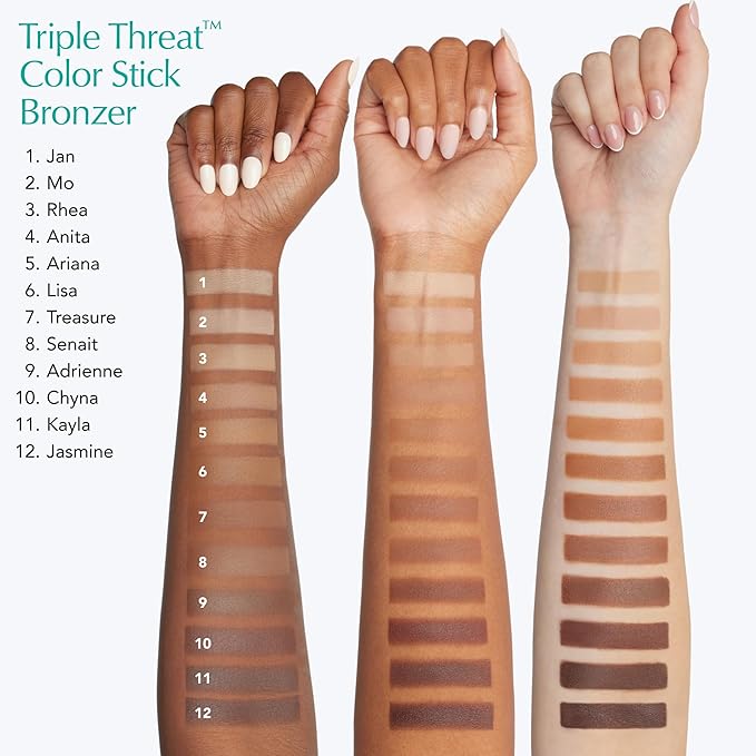 Thrive Causemetics Triple Threat Color Stick: Cream Bronzer & Contour Stick with Vitamin E, Evening Primrose Oil, Waterproof Smudge Proof Face Makeup Formula, Senait (Tan Golden)