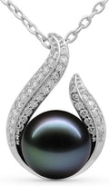 TRYNDI Real Tahitian Black Pearl Necklace Gifts for Women - Larger 11-12mm Luxury Pearl, Mothers Day Gifts For Wife - Christmas Valentines Soulmate Necklace For Women (Black Pearl Hook)