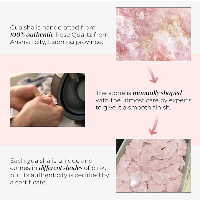 PLANTIFIQUE Rose Quartz Gua Sha Facial Tools - Anti-Aging Face Massager | Guasha Tool for Face Sculpting & Lymphatic Drainage, Jawline Shaper - Skincare Gift - Reduces Puffiness & Relieves Tension