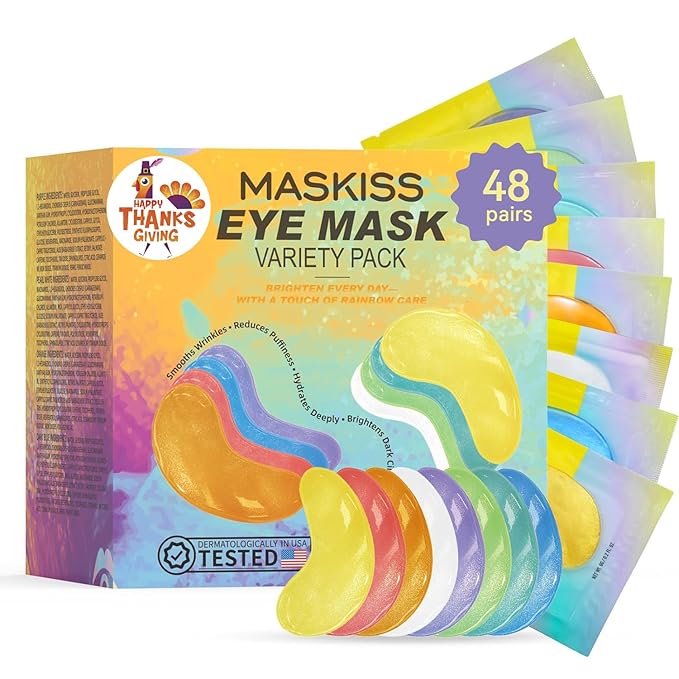 Maskiss Under Eye Patches Variety Pack (48 Pairs), Eye Masks for Dark Circles Puffy Eyes With 8 Colors (6 Pairs/Color), Vegan Skin Care Gifts for Women