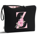 Vavabox A-Z Personalized Makeup Bag, Birthday Gifts for Women Mom, Gifts for Best Friend, Bride Bridesmaid Cosmetic bag (Z, 02-Black)