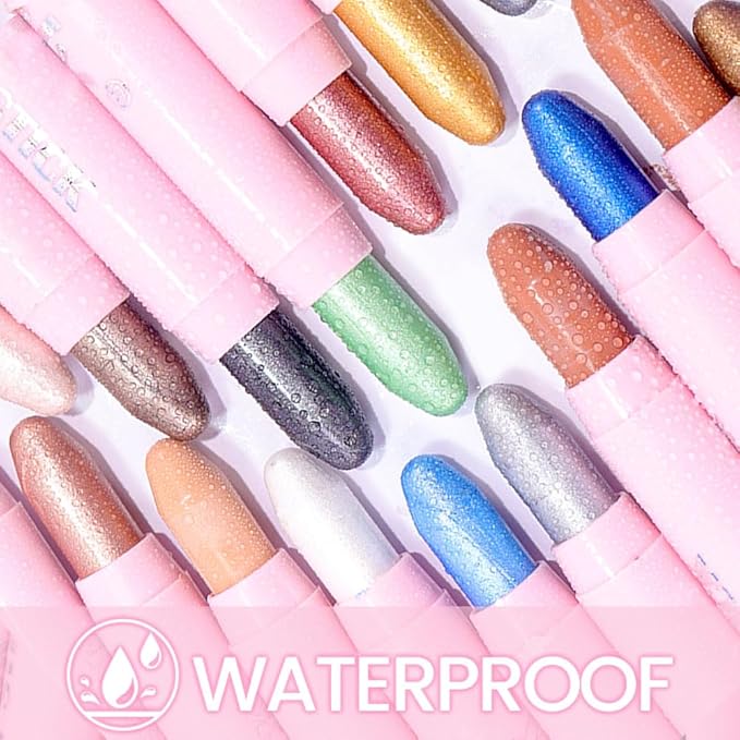 evpct 1Pcs Cocoa Shimmer Cream Eye Shadow Brightener Sticks for Eyes Waterproof Pigmented, Double Ended Cream Eyeshadow Stick Pencil Pen with Applicator, Eye Shadow Palette Highlighter Makeup 21