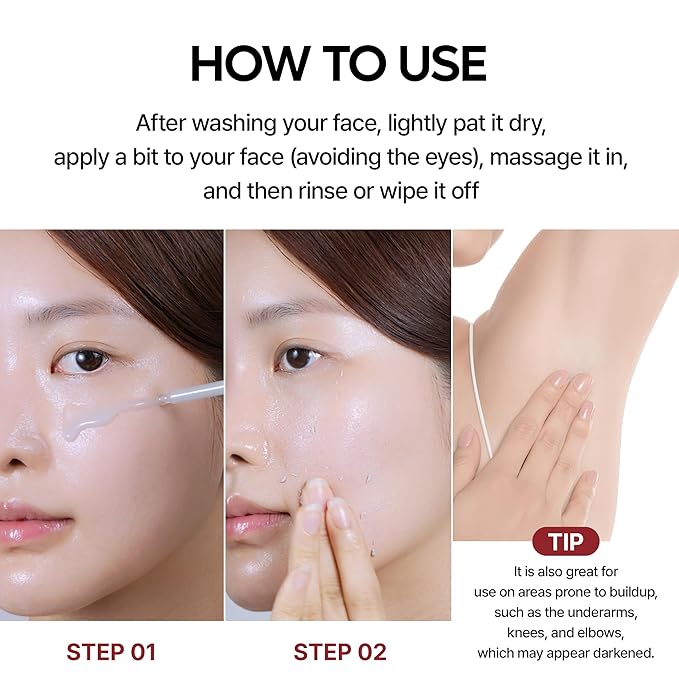 Dr.Melaxin Peel Shot Glow White and Black Rice Ampoule Duo, Soft Exfoliating Face and Body Scrub Dead Skin Cells, Blackheads Remover for All Skin Types