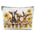 DHKG Goat Gifts for Goat Lovers Makeup Bag Cute Sunflower Goat Cosmetic Bag