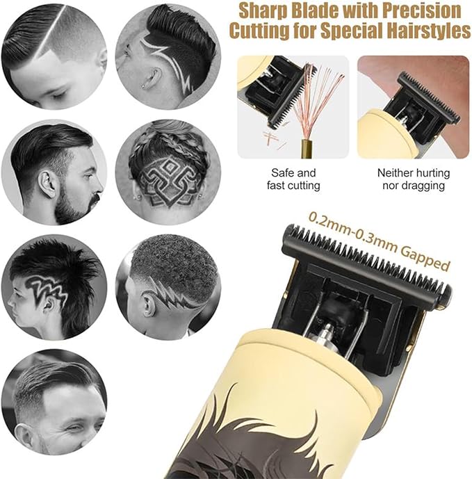 Professional Hair Clippers for Men, Professional Barber Clippers and Trimmer Set, Cordless Skull Hair Clipper Grooming Kit Gift for Men Women Kids -dark golden