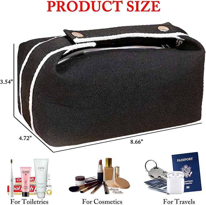 Fammart Travel Makeup Bag, Waterproof Canvas Cosmetic Bag Make Up Organizer Case for Women, Large Toiletry Bag Skincare Pouch for Toiletries Accessories Brushes