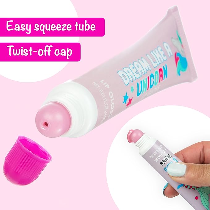 24pc Unicorn Lip Gloss Kit - Fruity Flavored Assorted Colors Non-Toxic