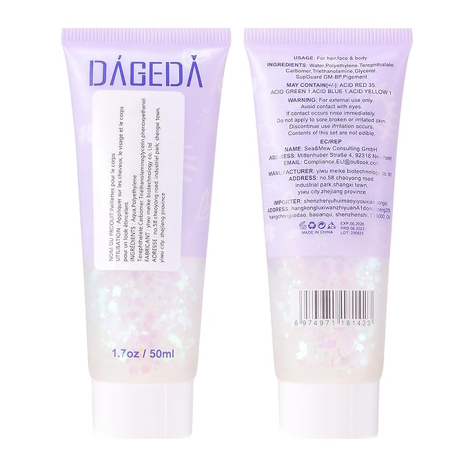 DAGEDA Green Body Glitter Gel, St Patricks Day Hair Face Glitter Makeup