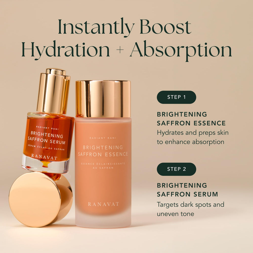RANAVAT Radiant Rani Brightening Saffron Facial Essence - Hydrating Milk Toner Formulated with Niacinamide & Squalane to Moisturize & Calm Skin - Helps Improve the Appearance of Dark Spots (100ml)