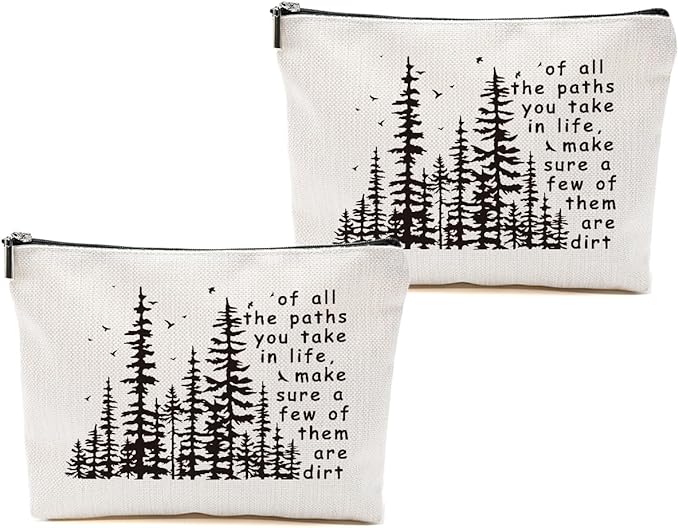 DHKG 2pcs Camping Gifts for Women Makeup Bag, Travel Essential Cosmetic Bag Camping Essentials Inspirational Gifts for Women Female Girls Sister BFF Nature Lover, Glamping Toiletry Bags