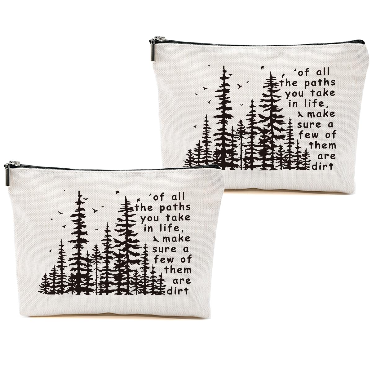 DHKG 2pcs Camping Gifts for Women Makeup Bag, Travel Essential Cosmetic Bag Camping Essentials Inspirational Gifts for Women Female Girls Sister BFF Nature Lover, Glamping Toiletry Bags
