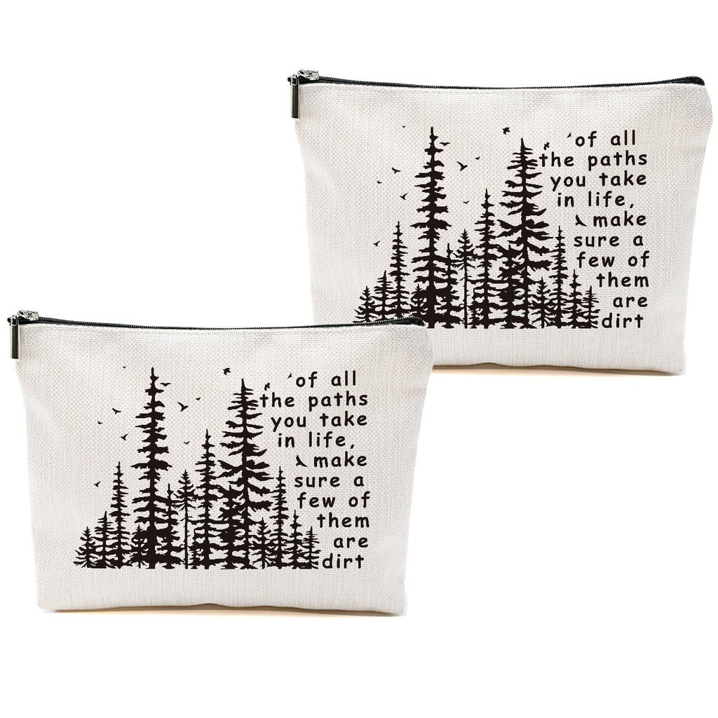 DHKG 2pcs Camping Gifts for Women Makeup Bag, Travel Essential Cosmetic Bag Camping Essentials Inspirational Gifts for Women Female Girls Sister BFF Nature Lover, Glamping Toiletry Bags
