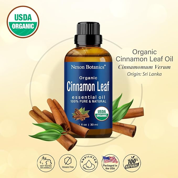 Organic Cinnamon Essential Oil 30 ml - 100% Pure & Natural - Hexane Free