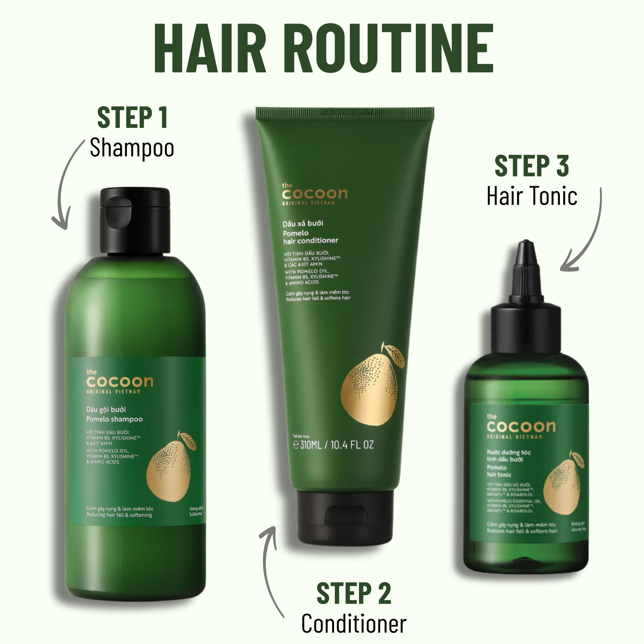 Cocoon Pomelo Botanical Shampoo 310ml / 10.48 fl oz – Luxury Sulfate Free Shampoo with Vietnamese Pomelo Peel Oil & Vitamin B5, Hydrating Strengthening Shampoo for Soft, Full-Looking Hair