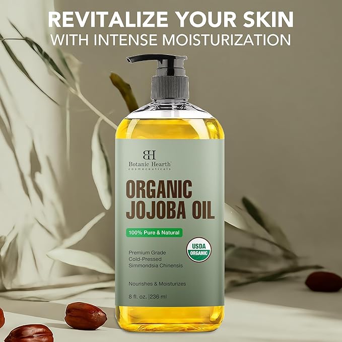 Botanic Hearth USDA Organic Jojoba Oil 100% Pure and Natural - 8 Fl oz