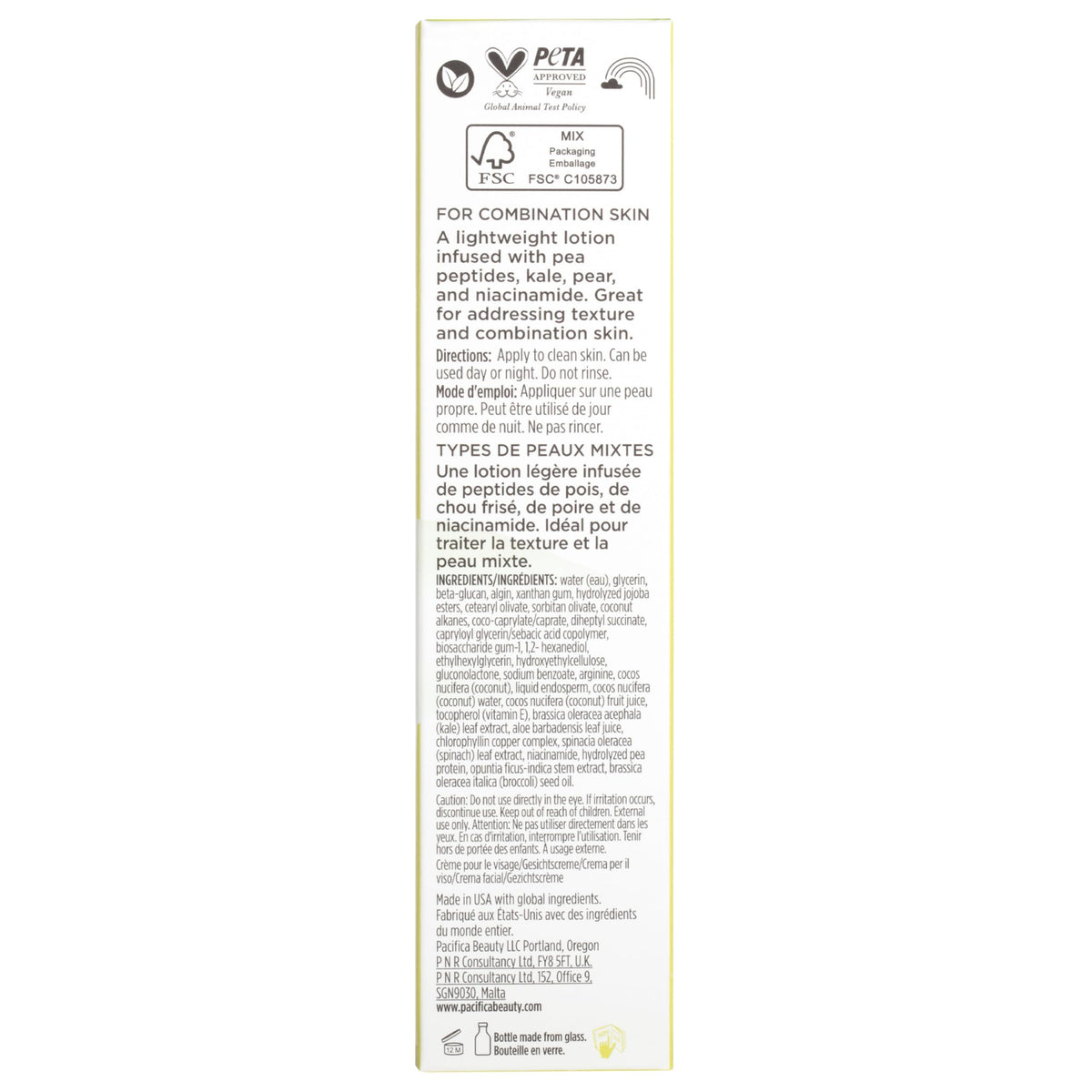 Pacifica Kale Smoothie Face Lotion, Refining Skincare, Face Moisturizer, Niacinamide, Vitamin C and E, Minimize Pores, Face Serum, For All Skin Types, Oily, Combination, Vegan, 1.7 fl oz (1 Count