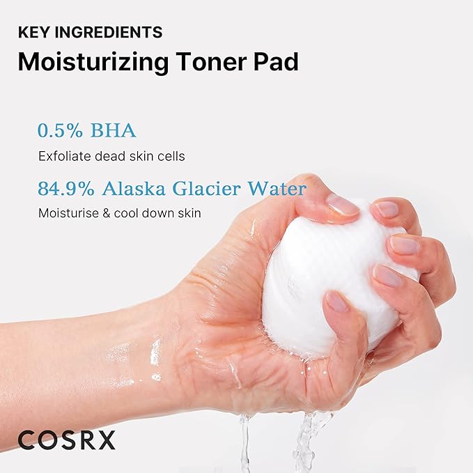 COSRX Moisture Up Pads 70 Sheets, BHA, Gentle Daily Exfoliant for Sensitive Skin, Preventing Breakouts, Moisturizing, Nourishing, Blemish Care, Korean Skin Care