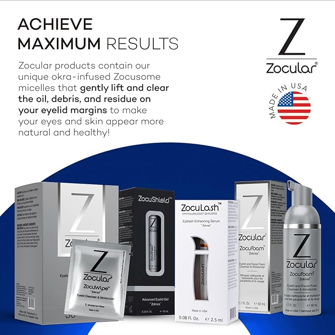 Zocular Zocuwipe Eyelid Wipes, Gentle Cleansing & Moisturizing, 30 Count
