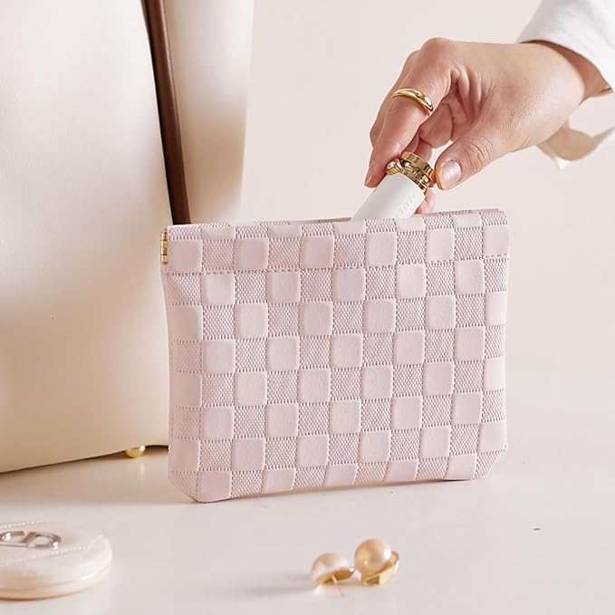 HIGH FIT Faux leather Pocket Cosmetic Bag for Purse,Coin Purse Lipstick Cosmetic Accessories Organizer, Travel Kit Storage Pouch,Waterproof Portable No Zipper Self-closing
