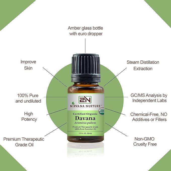 Nirvana Nurture Davana Essential Oil, 100% Pure Undiluted, Aromatherapy Oil for Diffuser, Hair & Skin Care