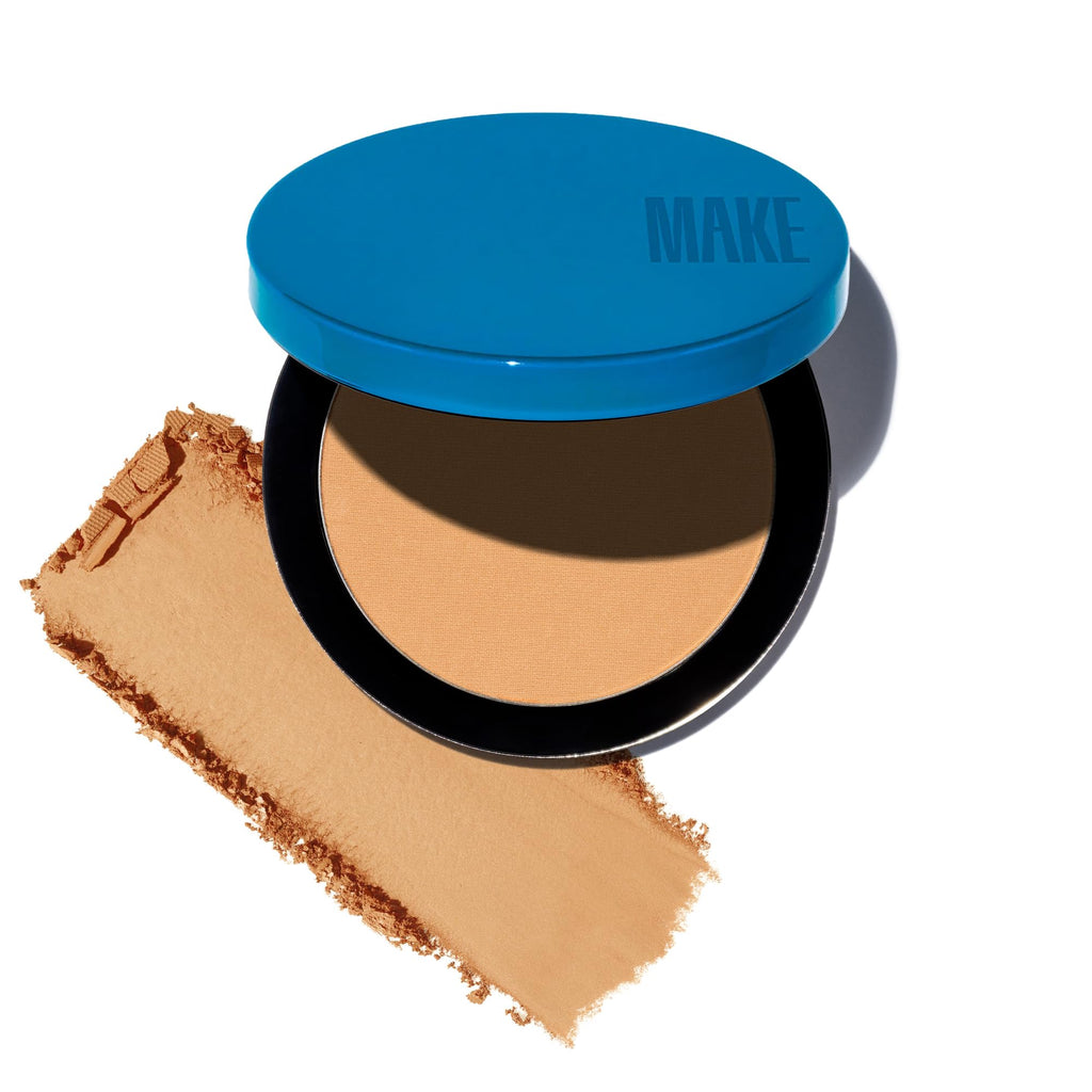MAKE Beauty Skin Mimetic Microsuede Bronzer Powder - Matte Bronzing Powder Contour, Buildable Formula, Non Comedogenic, Long Lasting Color. Shade - Stellar for Deep Skin