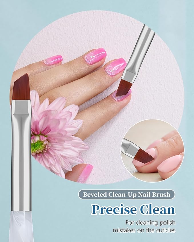 AMilHiTon 3PCS Nail Polish Clean Up Brush, Calligraphy White