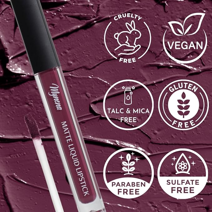 Mynena Hydrating Plum Matte Liquid Lipstick Long Lasting Lip Stain - Viola