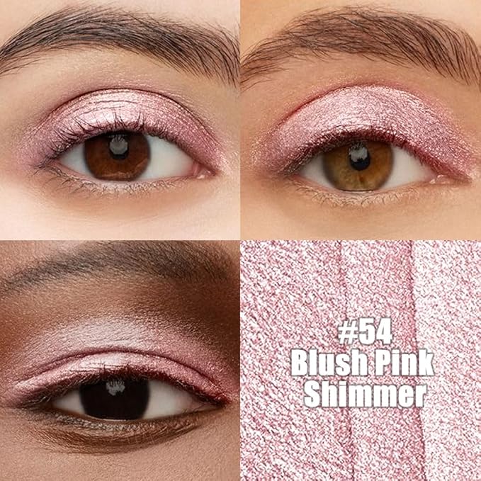 evpct Light Pink Shimmer Cream Eye Shadow Sticks Brightener Pencils for Women, Light Pink Silky Eyeshadow Applicator Stick Pen Waterproof, Blendable Crease-Proof Stick Eyeshadow Shimmer Eye Makeup 54