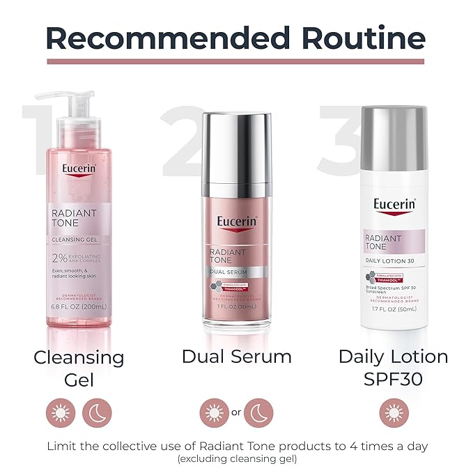 Eucerin Radiant Tone Dual Serum Dark Spot Corrector, Dark Spot Serum with Thiamidol and Hyaluronic Acid, 1 Fl Oz Bottle