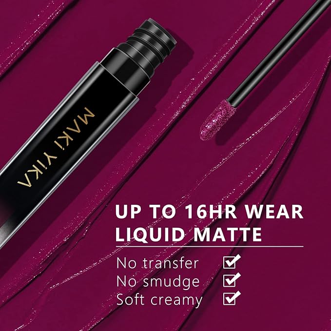 MAKI YIKA Dark Purple Lipstick Matte for Women Color Stay Long Lasting Lipsticks