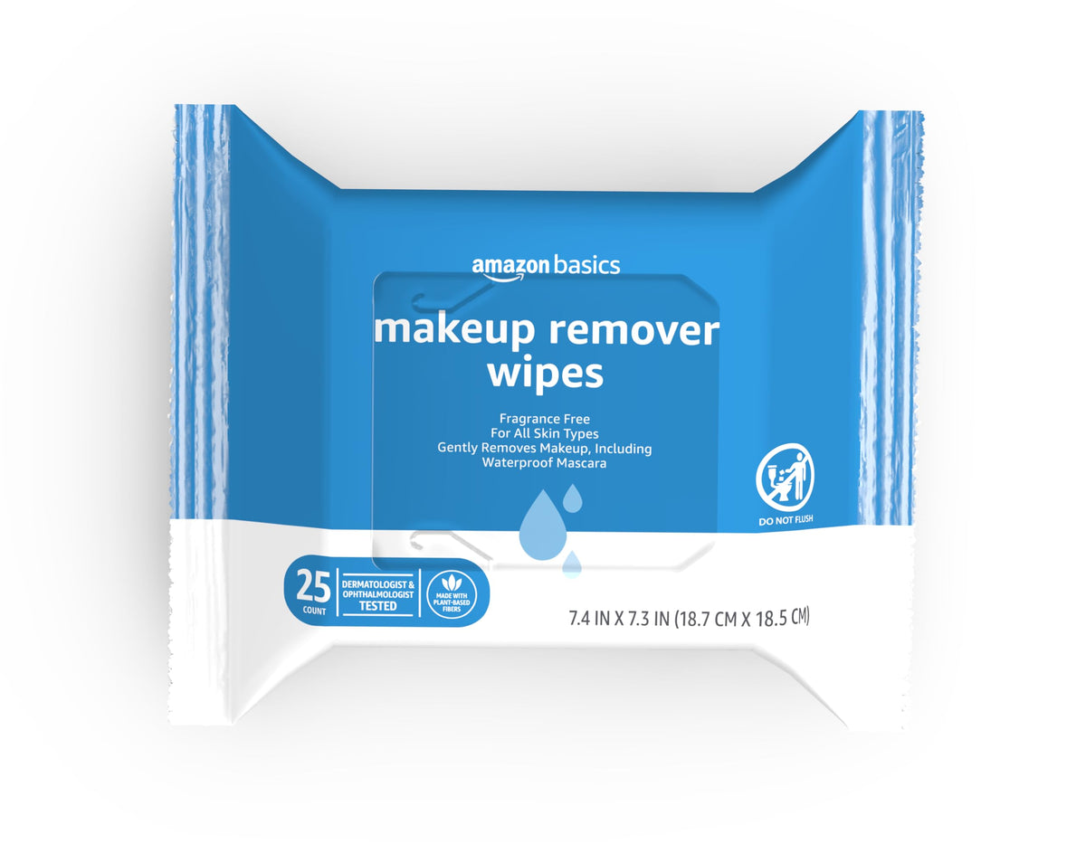 Makeup Remover Wipes, Hydrating Facial Cleansing, Hyaluronic Acid, Dermatologist Tested, Plant Based, Alcohol-Free, Removes Waterproof Mascara, 25 Count, 2-Pack