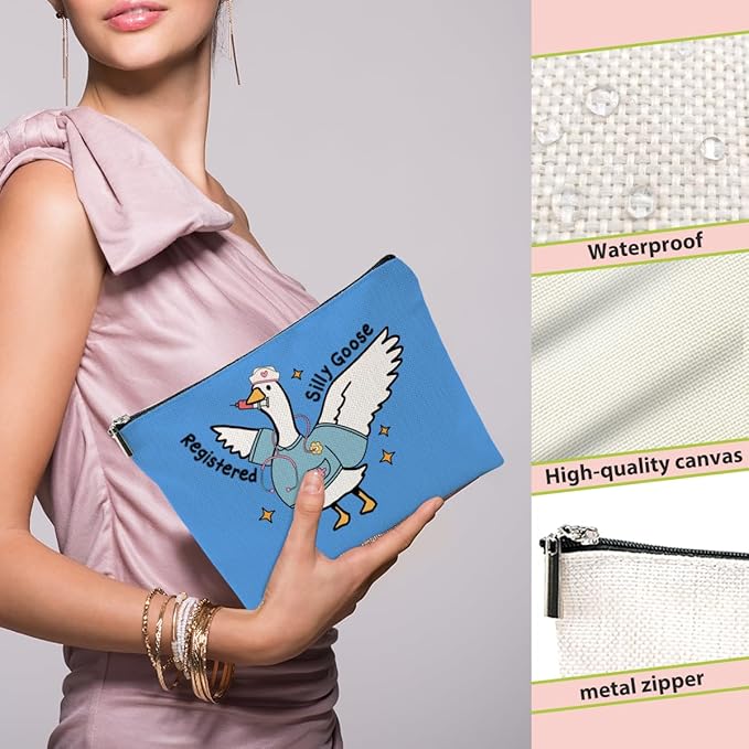 BQXH Nurse Practitioner Gifts Makeup Bag, Funny Goose Cosmetic Bag