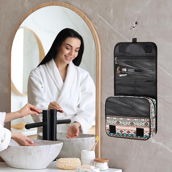 Aztec Travel Toiletry Bag Women Men Hanging Cosmetic Organizer Portable