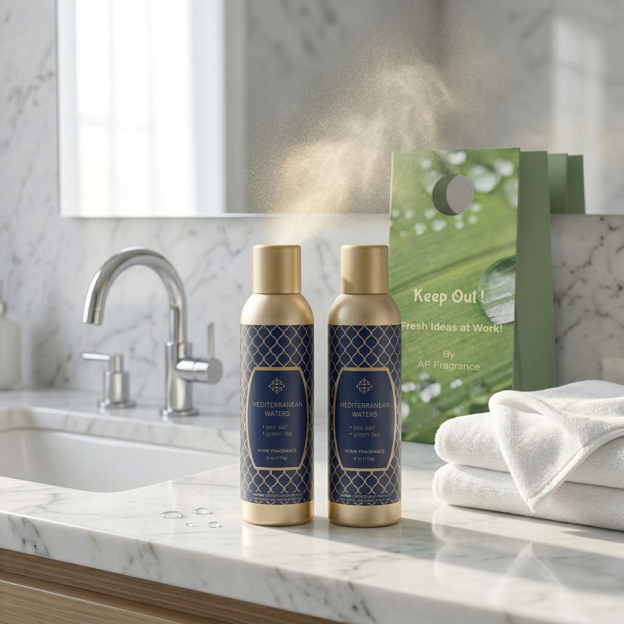 AP Fragrance Belfair Oaks Room Fragrance Air Freshener Spray - Concentrated Deodorizer, Mediterranean Waters - 2 Pack