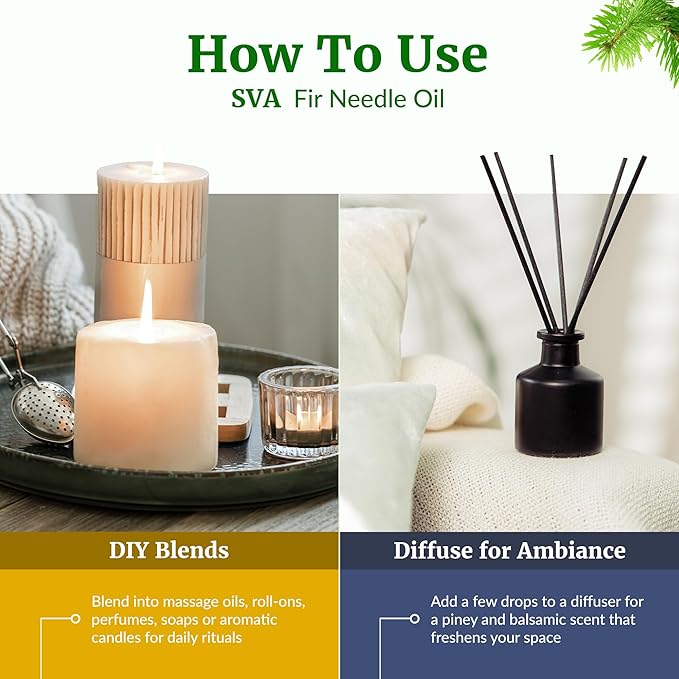 SVA Fir Needle Essential Oil, Glass Bottle with Dropper, 4 Fl Oz (118 ml)