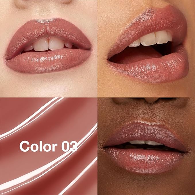 Warm Brown Nude Tinted Lip Balm, Hydrating Sheer Soft Matte Finish Lipstick for Women, Creamy Natural Color Lip Tint Balm Lightweight And Non-greasy Lip Glow Long Lasting Waterproof for Dry Lips 03#