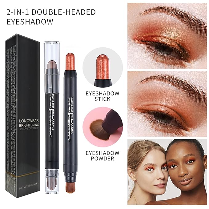 Royal Blue Dual Ended Eyeshadow Stick 12 Colors Matte and Shimmer Waterproof Long Lasting Creamy Eyeshadow Pencil for Smokey Eye Natural Everyday Makeup