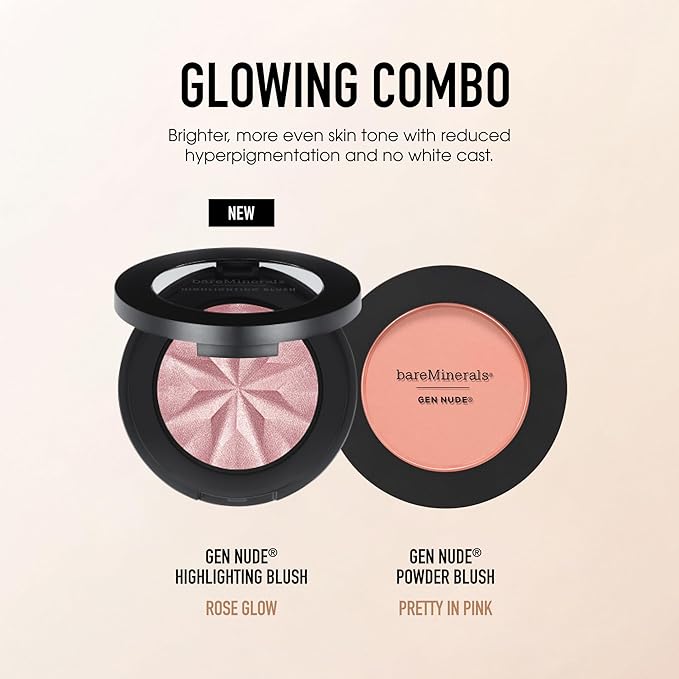 bareMinerals Gen Nude Highlighting Blush, Rose Glow, 3.2g