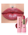 Caedelfly Glitter Metallic Rose Nude Shimmer Lipstick Long Lasting,Glitter Diamond Shine Red Lipstick Transfer Proof Non-Stick Lip Gloss Shimmer Highly Pigmented Full Coverage Lip Makeup for Women-05