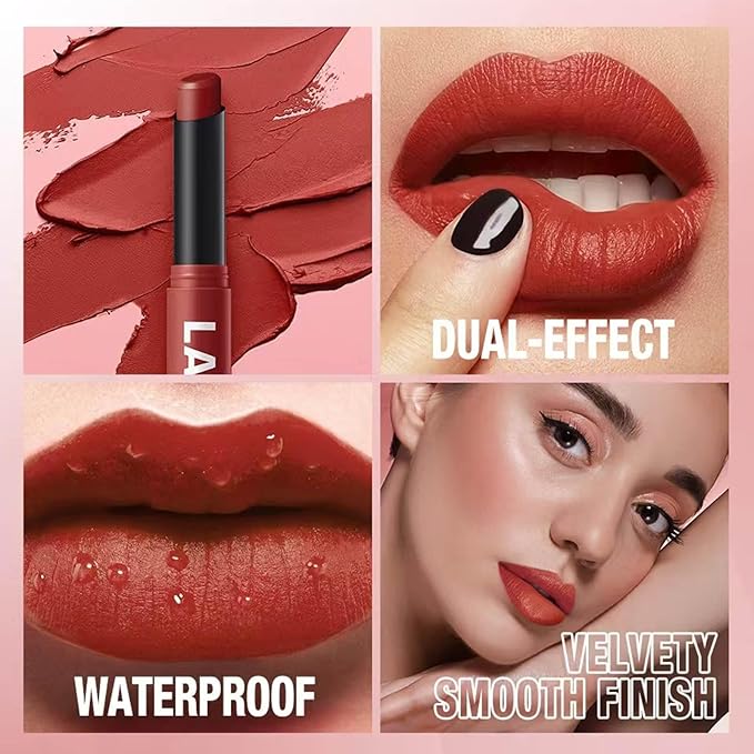 TWLBXMG Matte Lipstick Single, Long Lasting Waterproof Velvet Lipsticks, High Pigment Non-Stick Cup Not Fade Lipstick for Women，Quick Makeup Lightweight Portable # 07