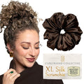 Curlfriend Oversized Mulberry Silk Scrunchies for Women, XL, Espresso