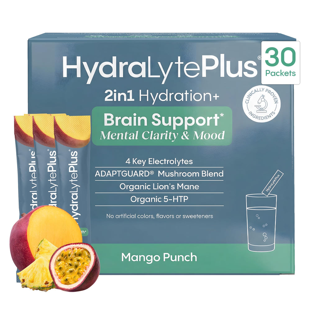 Hydralyte Plus Brain Support | Electrolytes Drink with Lions Mane Mushrooms