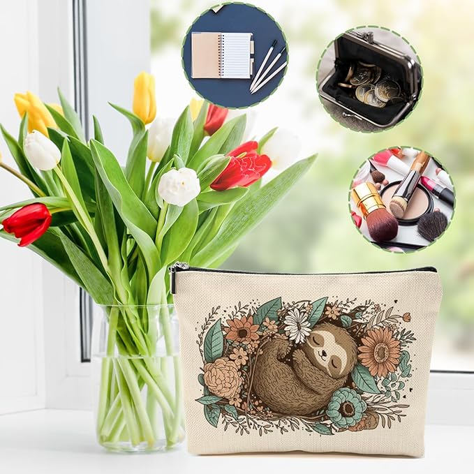 DHKG Cute Sloth Makeup Bag Sloth Gifts Cosmetic Bag for Women Girls Friend