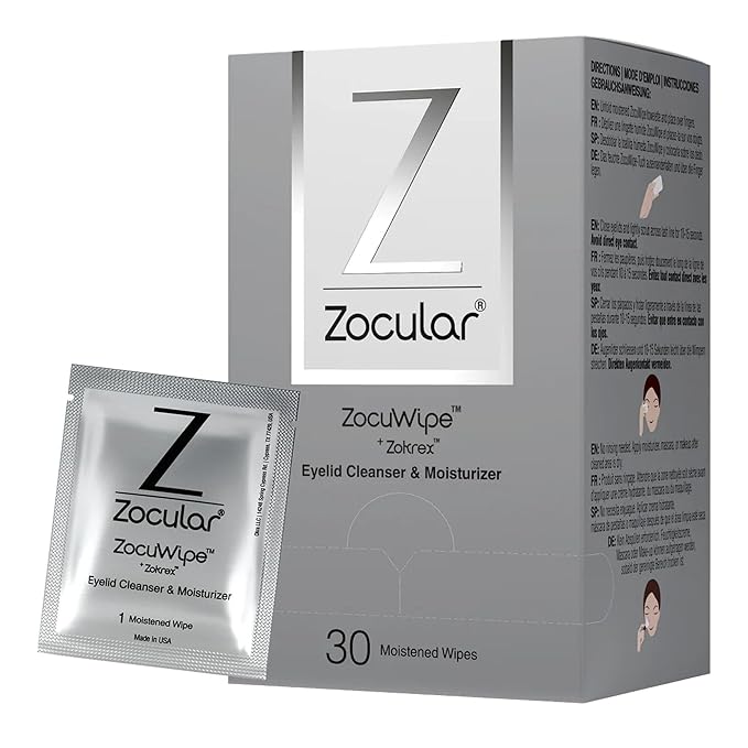 Zocular Zocuwipe Eyelid Wipes, Gentle Cleansing & Moisturizing, 30 Count