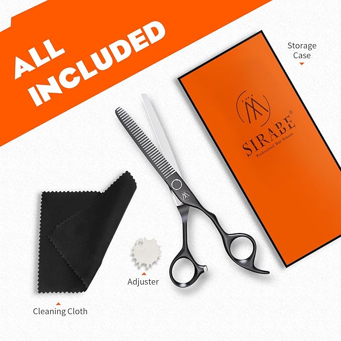 Sirabe HIGH-END Professional Hair Thinning Shears Barber Hair Cutting Texturizing Teeth Scissors with Case, Ultra 440C Sharp Blades for Salon Home Hairdressing