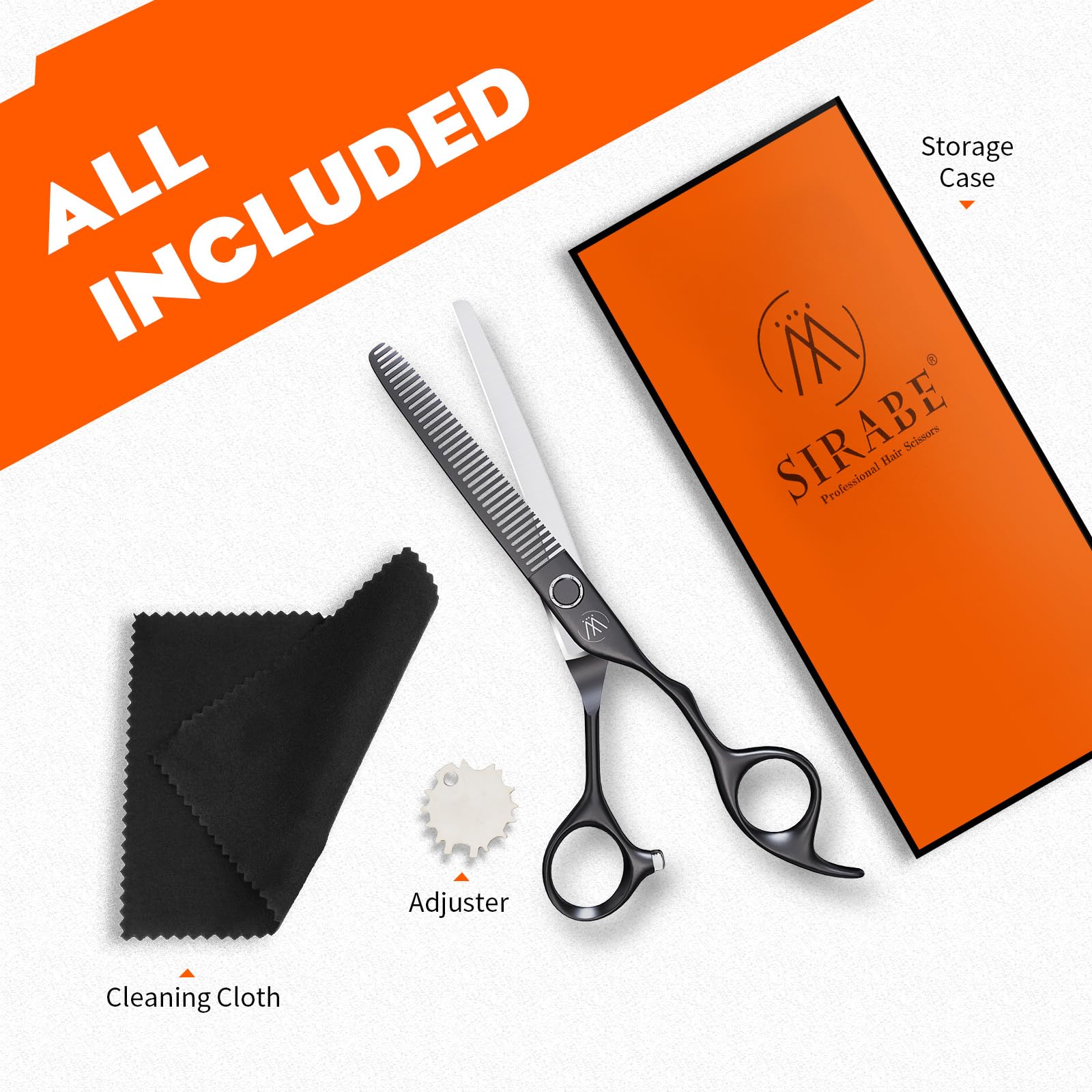 Sirabe HIGH-END Professional Hair Thinning Shears Barber Hair Cutting Texturizing Teeth Scissors with Case, Ultra 440C Sharp Blades for Salon Home Hairdressing